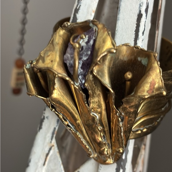 METAL ARTISAN MADE Sculptural Cuff Bracelet VINTAGE BRUTALIST STYLE FROM BRAZIL - Picture 2 of 5